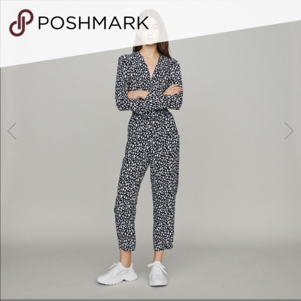 Maje Black and White Polka Dot Jumpsuit